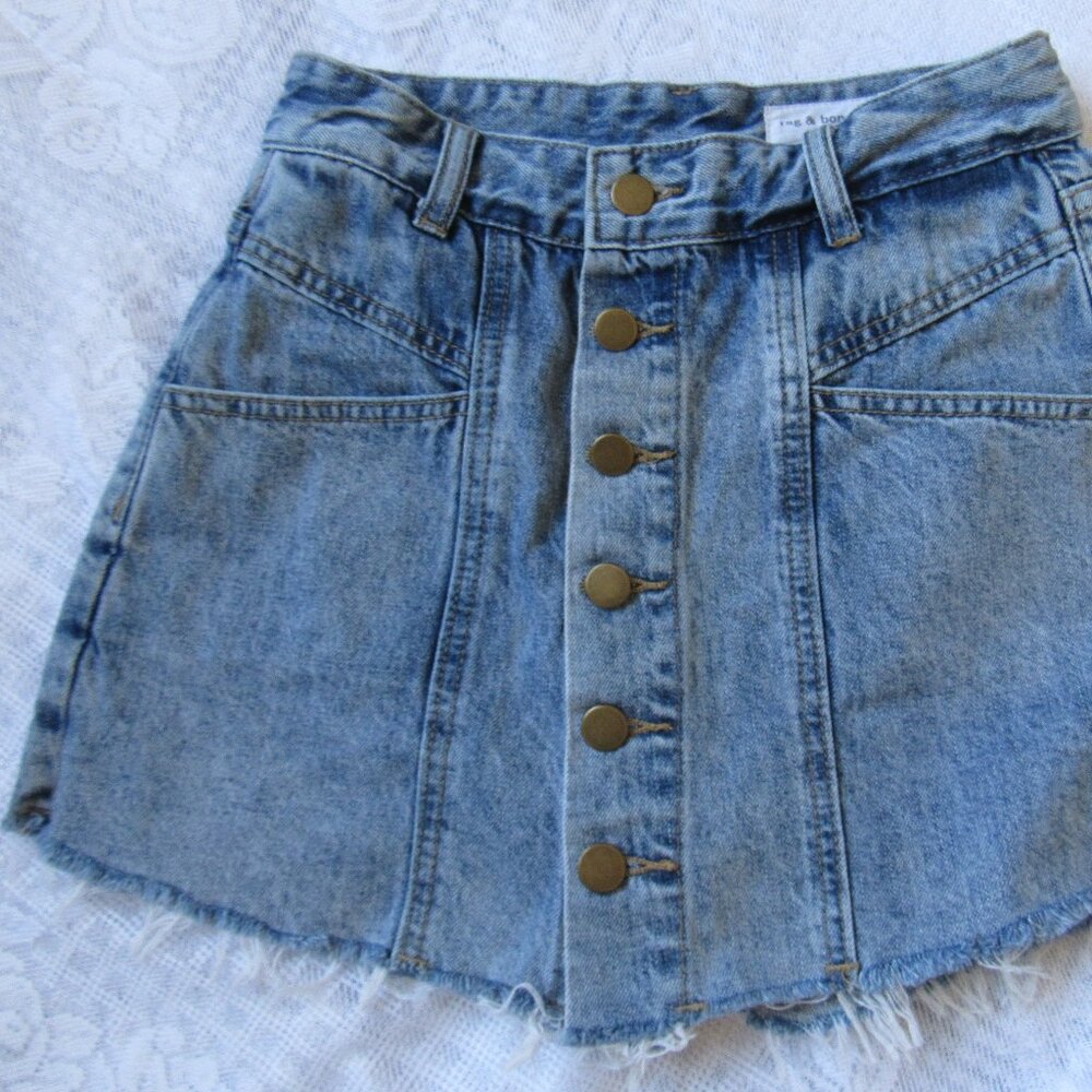 Rag & Bone  Women Shorts-Skort, M, Denim, Blue, waist 24in